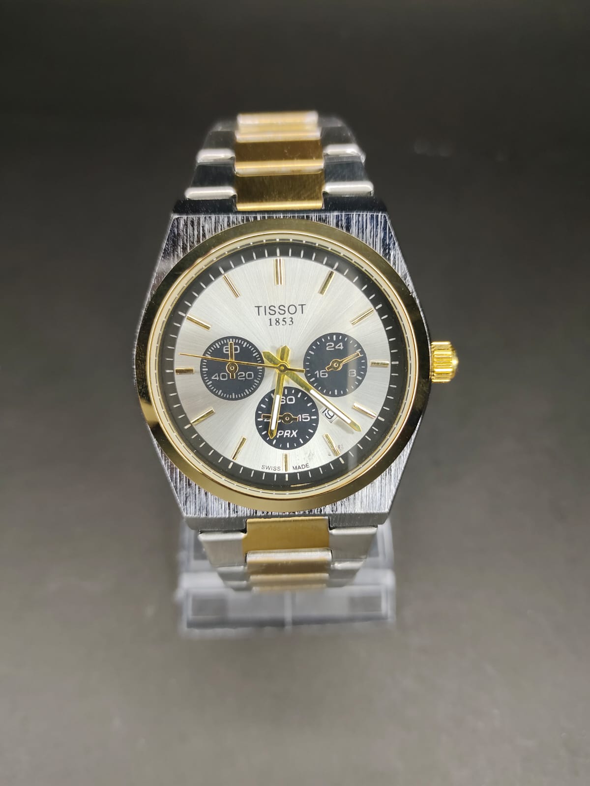 Tissot prx in two tone chronostyle with butterfly lock