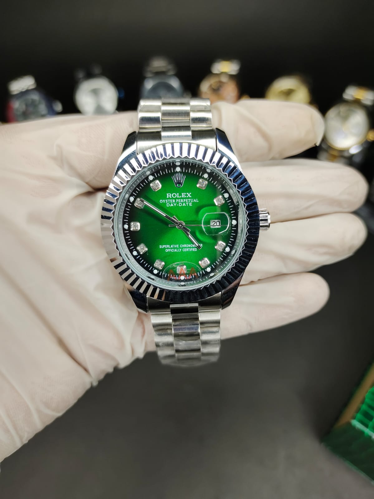 ROLEX green dial cutting style bazel
