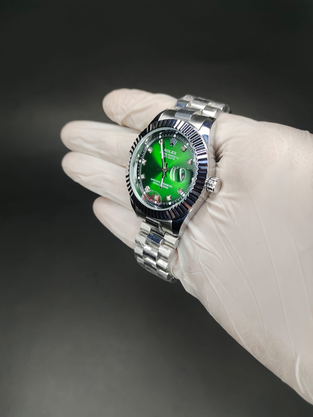 ROLEX green dial cutting style bazel