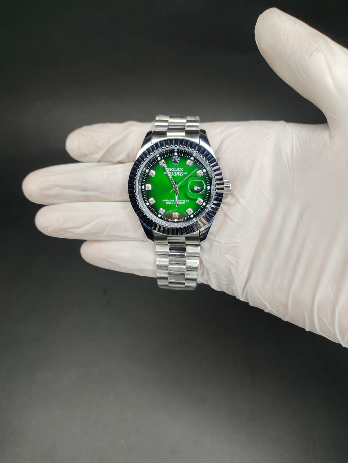 ROLEX green dial cutting style bazel
