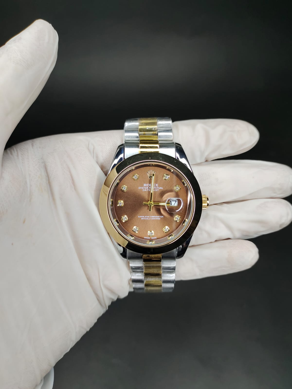 ROLEX in brown dial